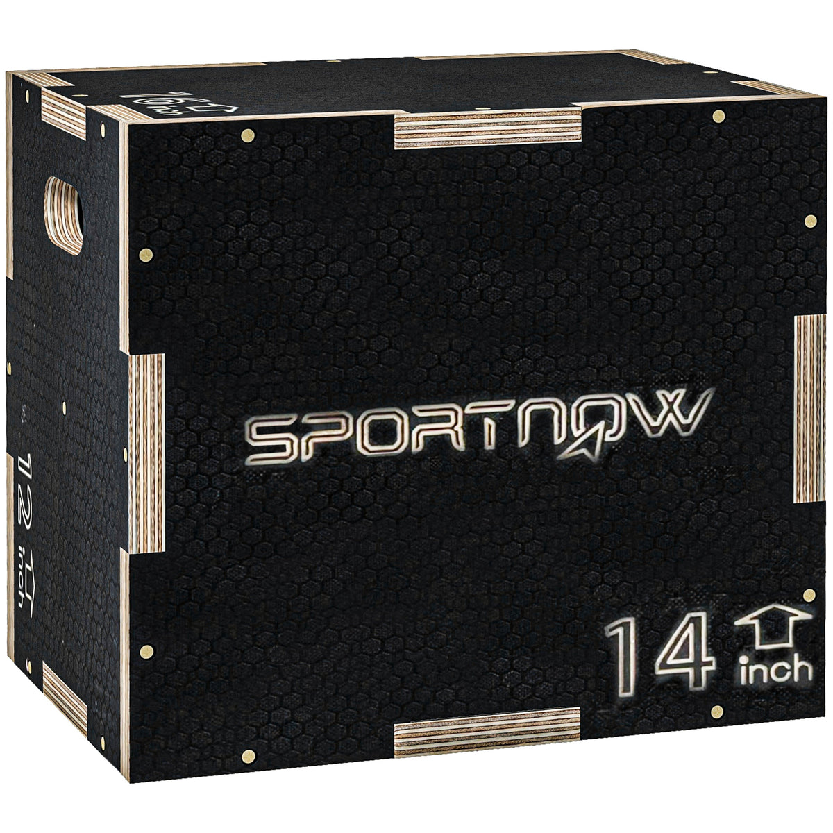 Box Jump Pliometrico a 3 Altezze in Legno Antiscivolo, 41-36-31cm, Nero