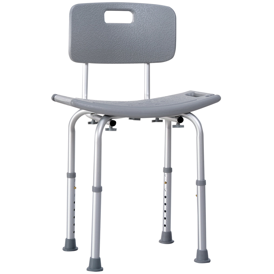 Sedia da Doccia per Bagno in Alluminio e Plastica Altezza Regolabile 8 Livelli 71-88cm Piedini Antiscivolo