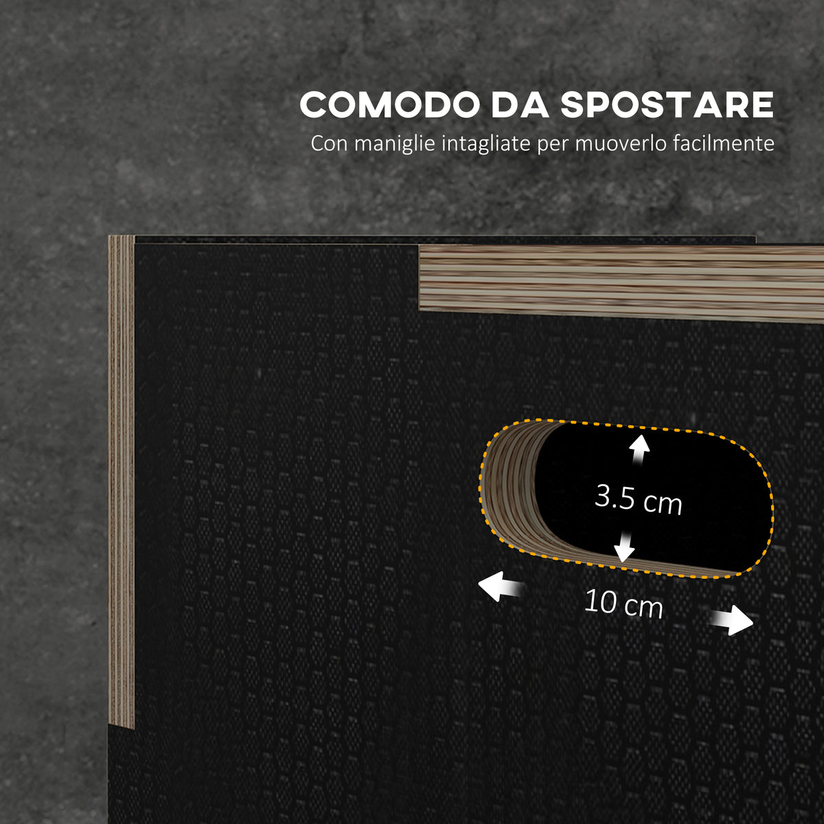 Box Jump Pliometrico a 3 Altezze in Legno Antiscivolo, 76-61-51cm, Nero