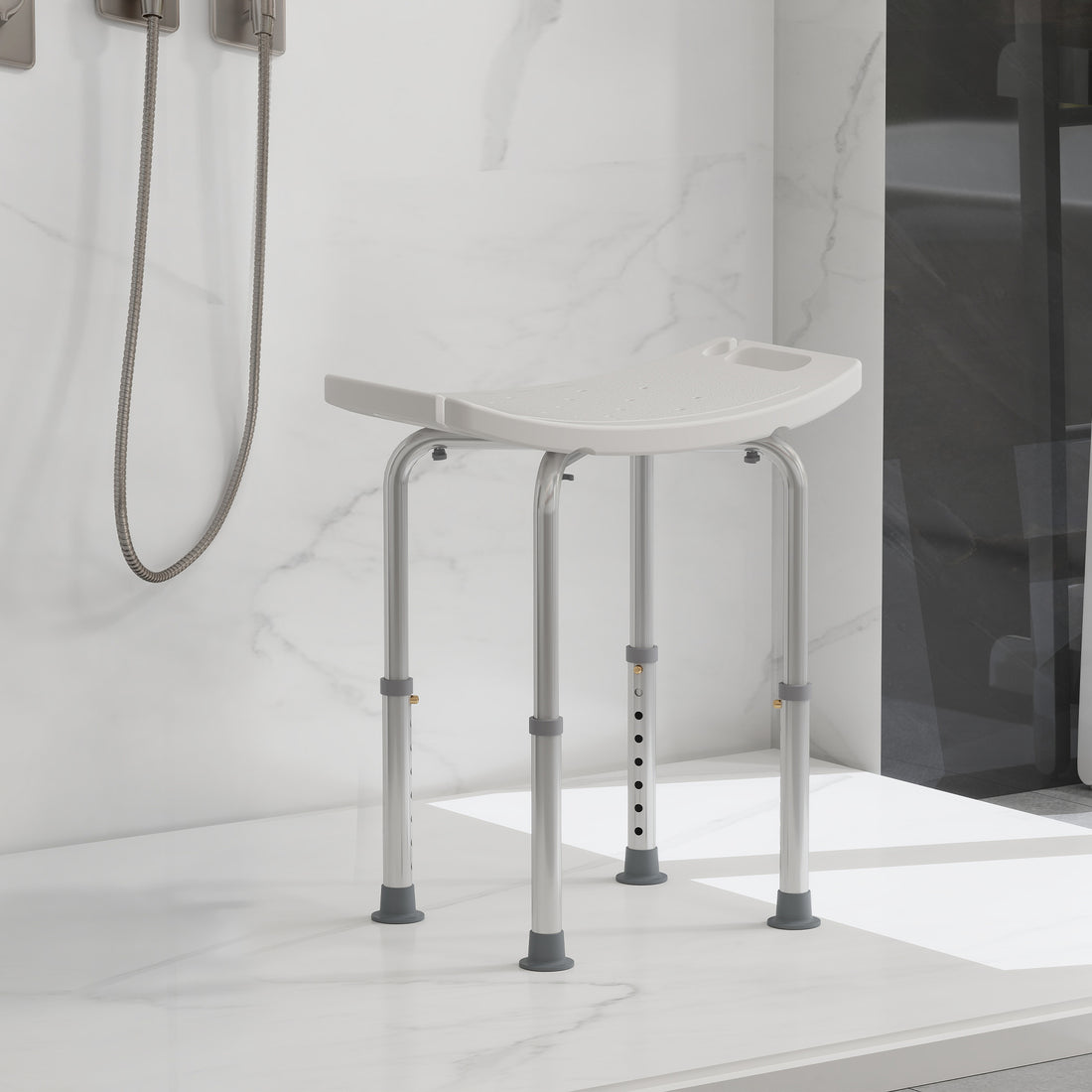 Sgabello Sedile Sedia per Doccia Bagno, Antiscivolo, Altezza Regolabile