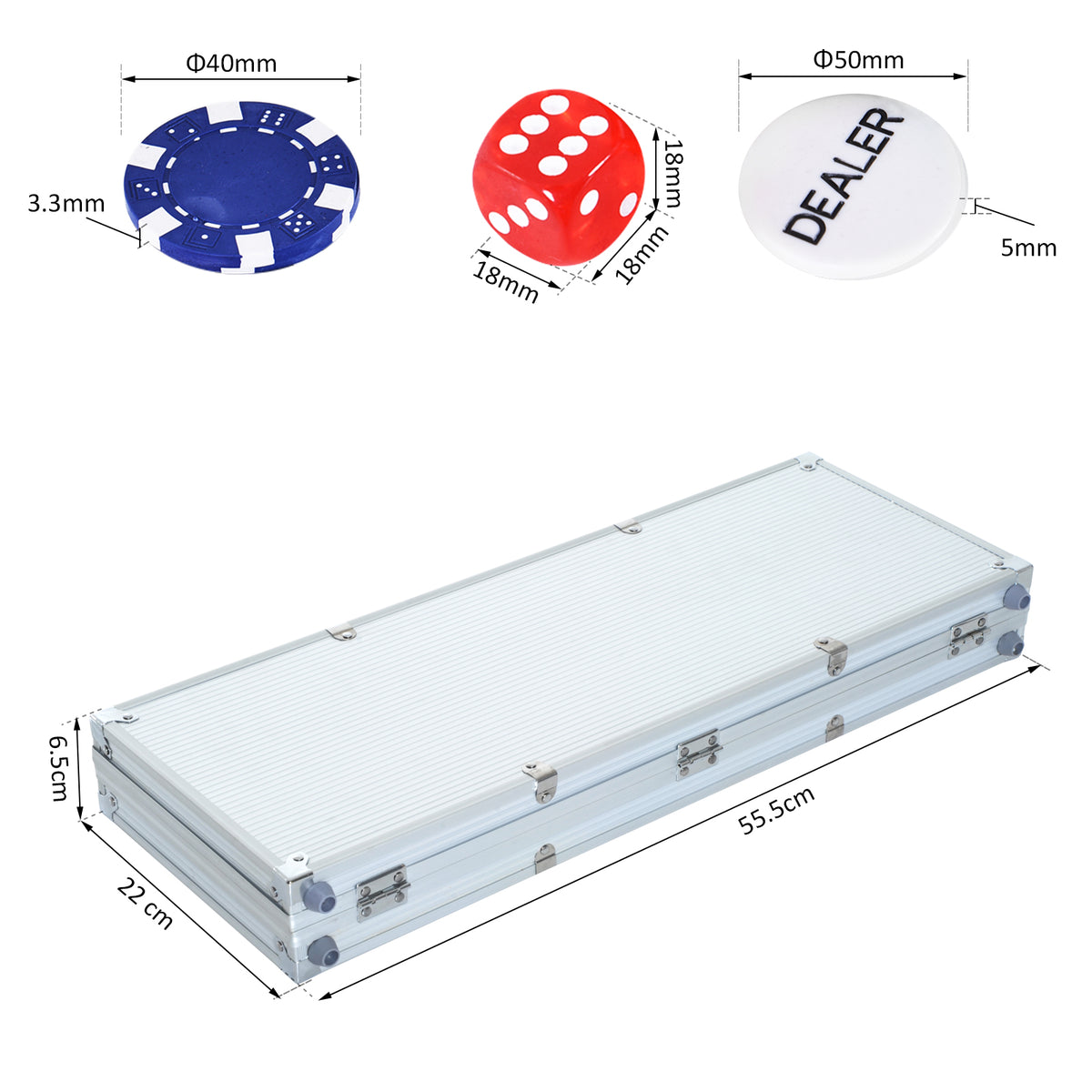 Valigetta Poker Professionale in Alluminio, Set Poker con 500 Fiches e 2 Mazzi per Texas hold&