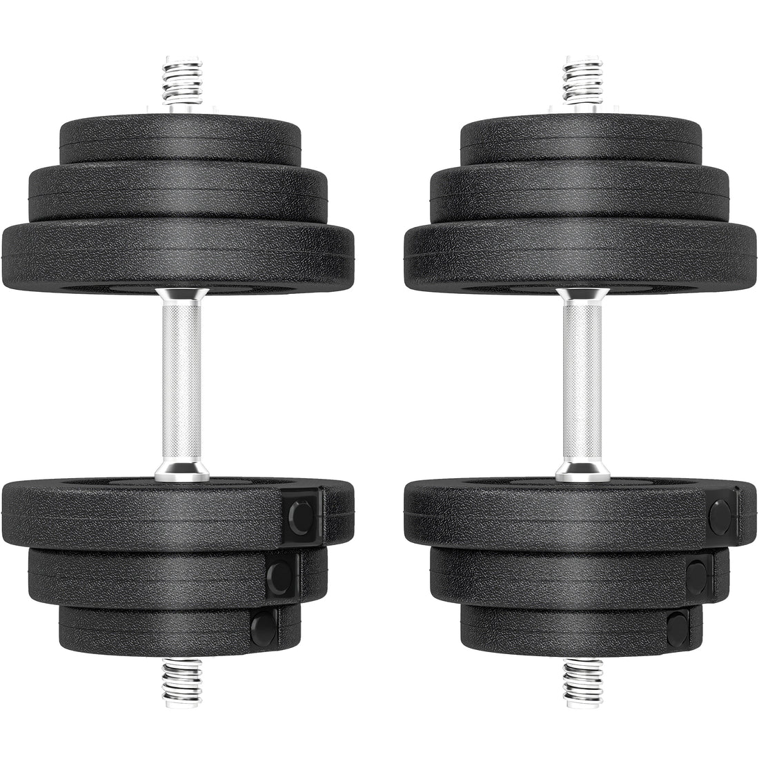 Set 2 Manubri Regolabili da 40 kg Totali con 12 Dischi e Impugnatura Antiscivolo, in Acciaio e Plastica, Nero