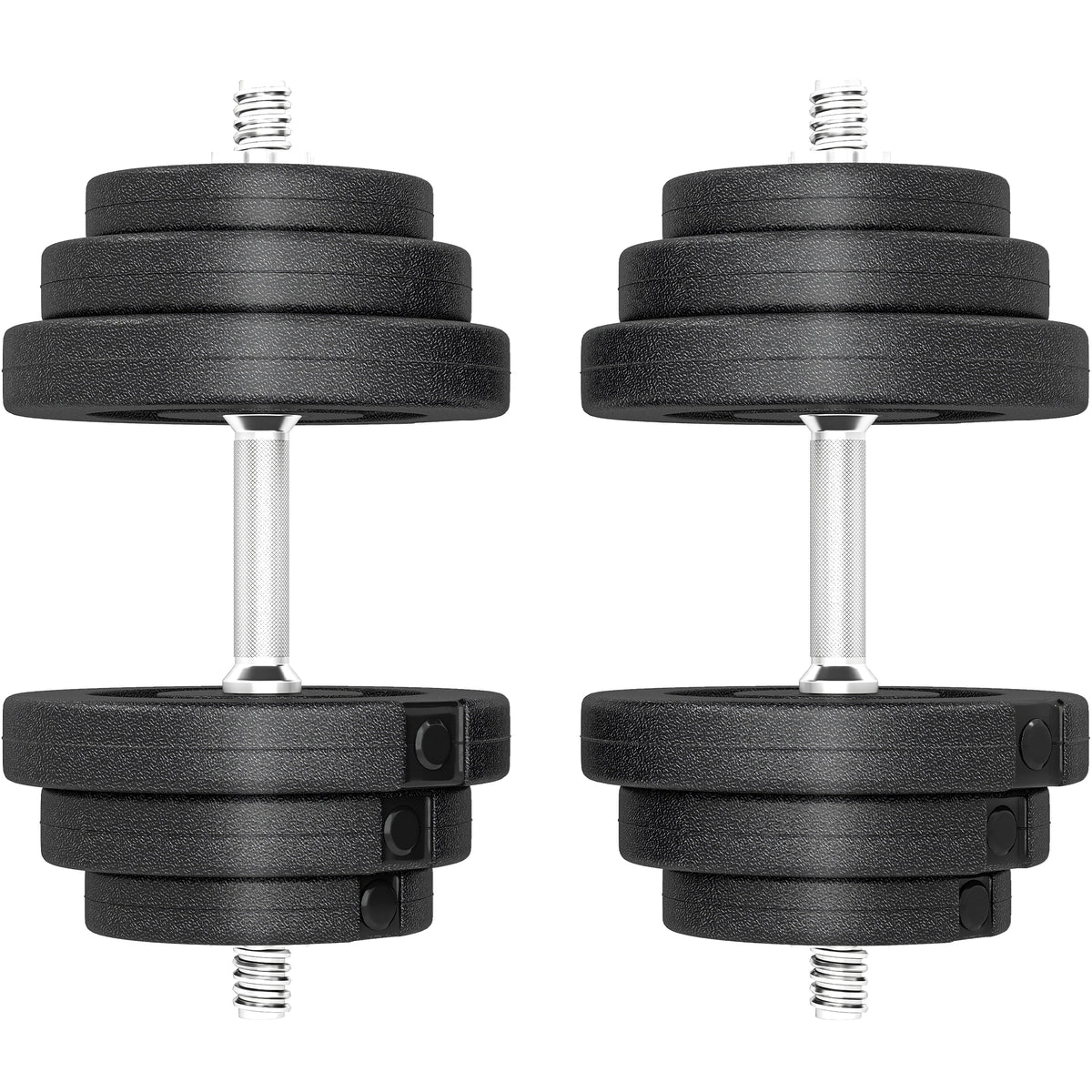 Set 2 Manubri Regolabili da 40 kg Totali con 12 Dischi e Impugnatura Antiscivolo, in Acciaio e Plastica, Nero