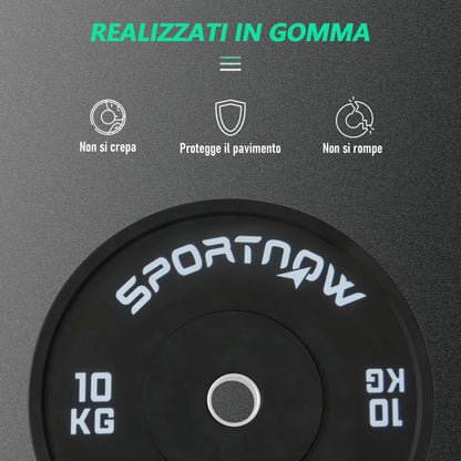 Set di 2 Dischi Palestra da 10kg per Bilanciere e Manubri con Attacco 5cm, Nero