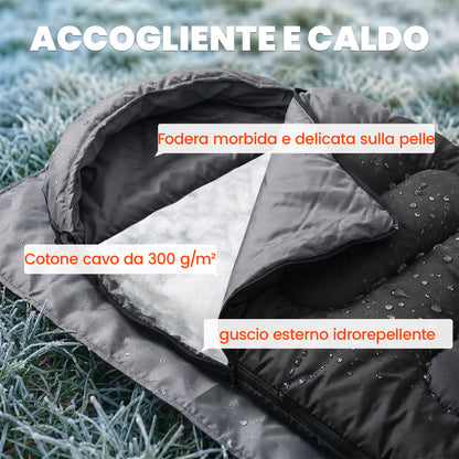 Sacco a Pelo Singolo per Adulti, Leggero e Compatto, 75x215 cm, Nero