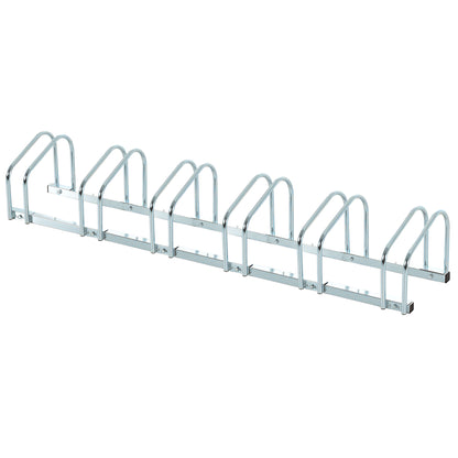 Rastrelliera Portabiciclette Parcheggio per 6 Biciclette in Acciaio, 179x33x27 cm, Argento