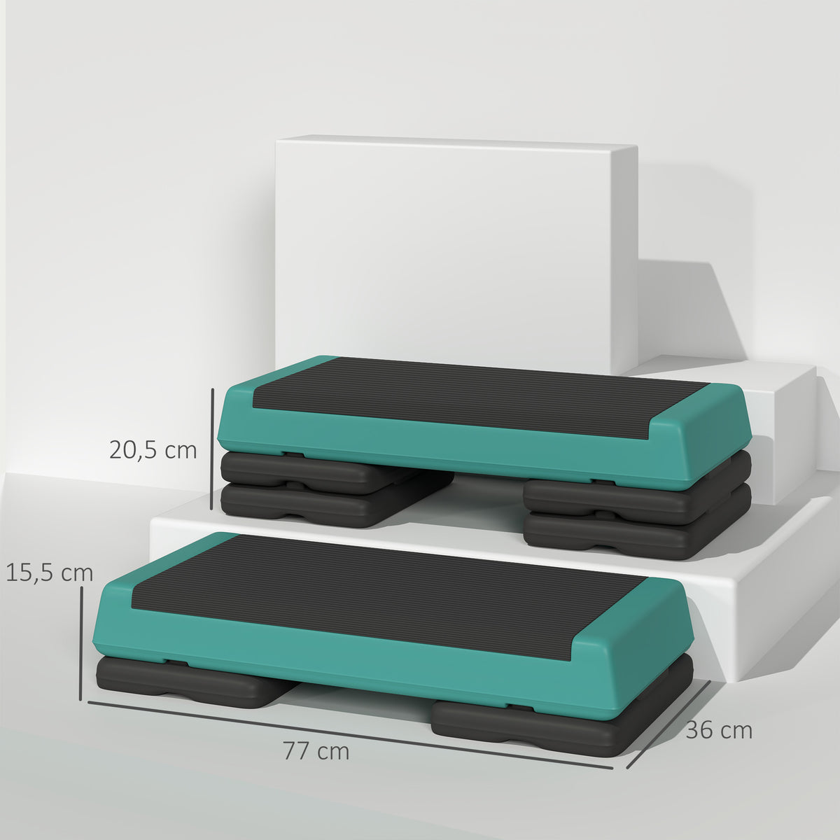 Stepper Fitness Regolabile a 10.5/15.5/20.5 cm con Superficie Antiscivolo e Capacità 250 kg, Verde