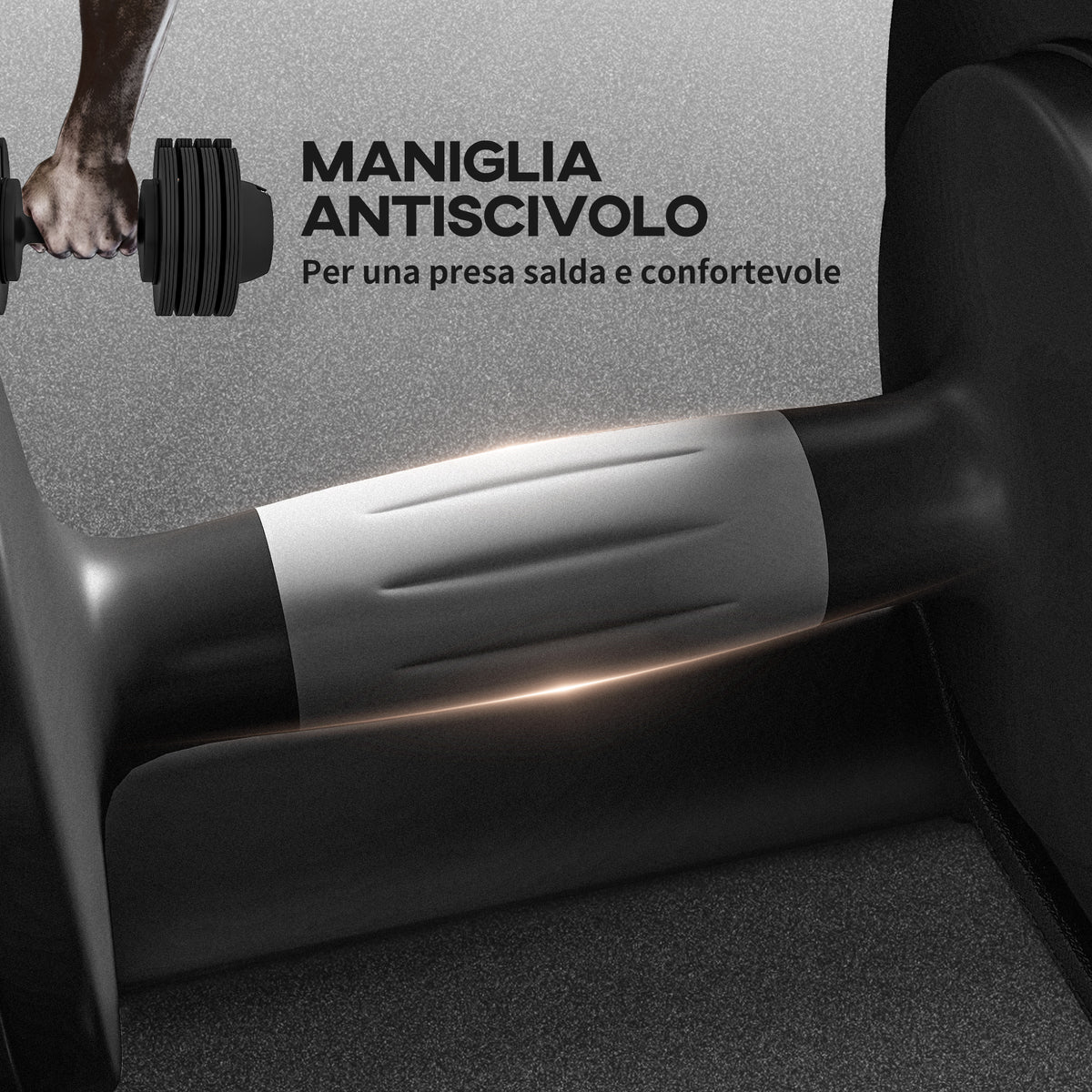 Kit Pesi Regolabili con Porta Manubri e Impugnatura Antiscivolo, in Acciaio e ABS, 33x16x16 cm, Nero