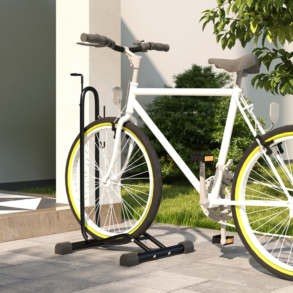 Supporto per Bici con Ganci Regolabili, Compatibile con Biciclette 24"-29" e 700c, per Garage, Interno ed Esterno, Nero