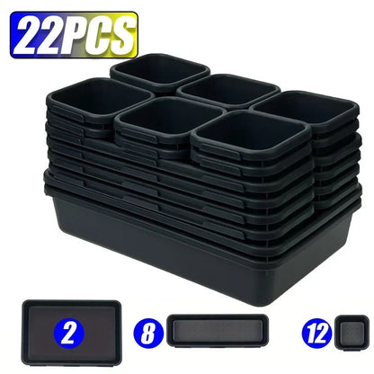Vaschette organizer modulari per cassetti e attrezzi – set nero