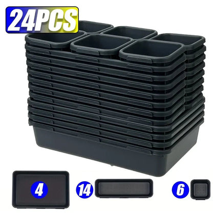 Vaschette organizer modulari per cassetti e attrezzi – set nero