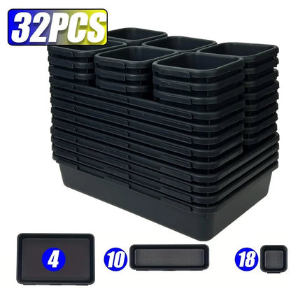 Vaschette organizer modulari per cassetti e attrezzi – set nero
