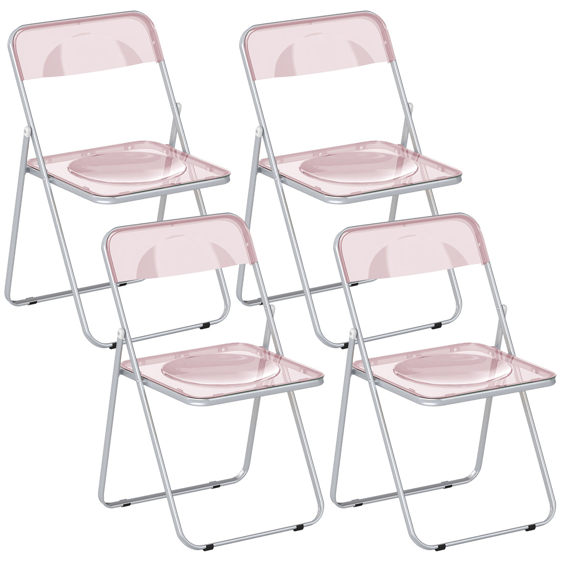 Set da 4 Sedie Pieghevoli in Acrilico Trasparenti, Rosa