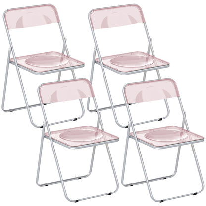 Set da 4 Sedie Pieghevoli in Acrilico Trasparenti, Rosa