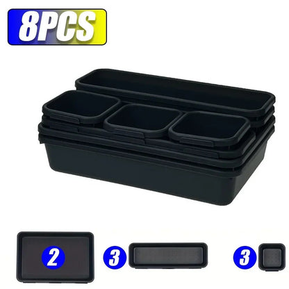 Vaschette organizer modulari per cassetti e attrezzi – set nero
