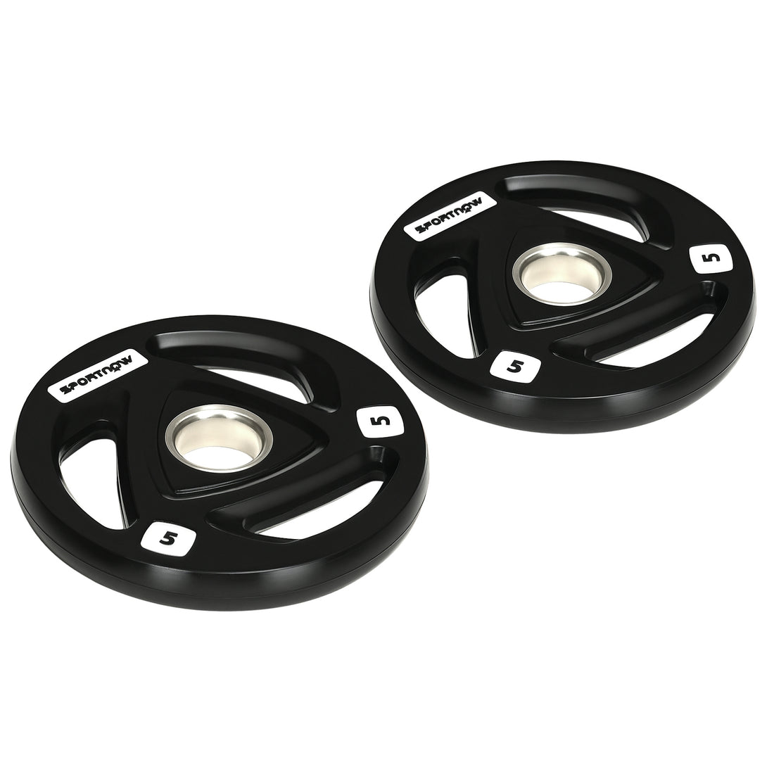 Set di 2 Dischi Pesi in Acciaio con Rivestimento in Gomma per Bilanciere