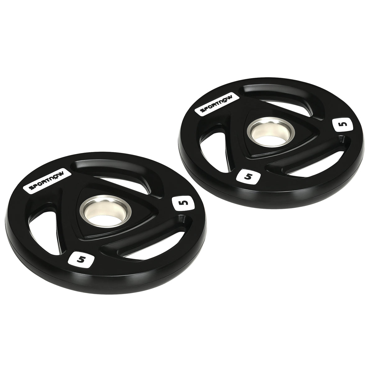 Set di 2 Dischi Pesi in Acciaio con Rivestimento in Gomma per Bilanciere