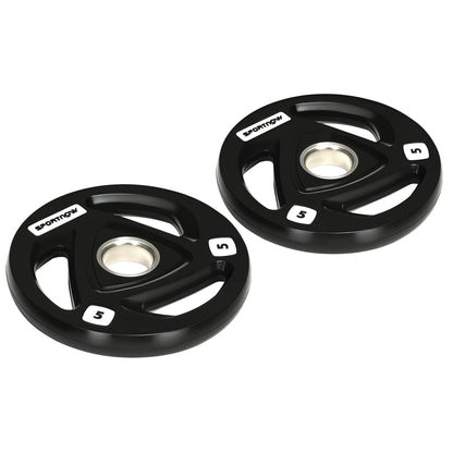 Set di 2 Dischi Pesi in Acciaio con Rivestimento in Gomma per Bilanciere