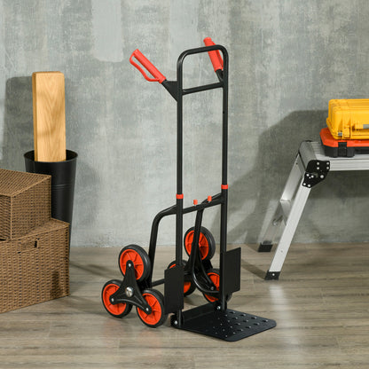 Carrello Portapacchi Pieghevole 120 kg max con Maniglia Estraibile, 44 x 38 x 106.5 cm, Rosso e Nero