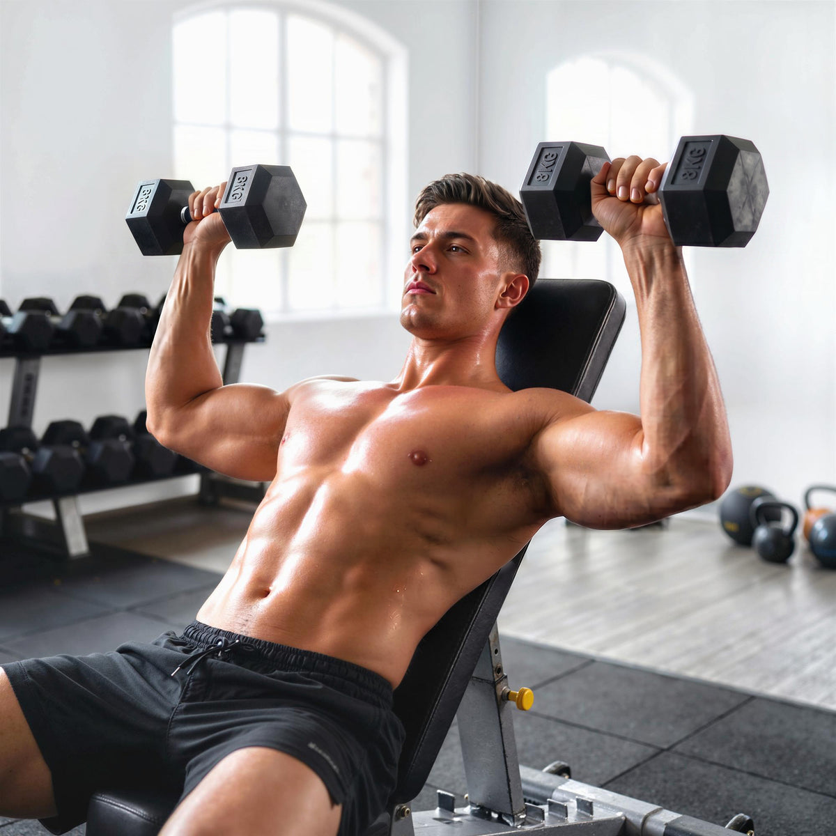 Set di Manubri Palestra, 2x8 kg, con Impugnatura Antiscivolo, Allenamento Forza Fitness Casa, Nero