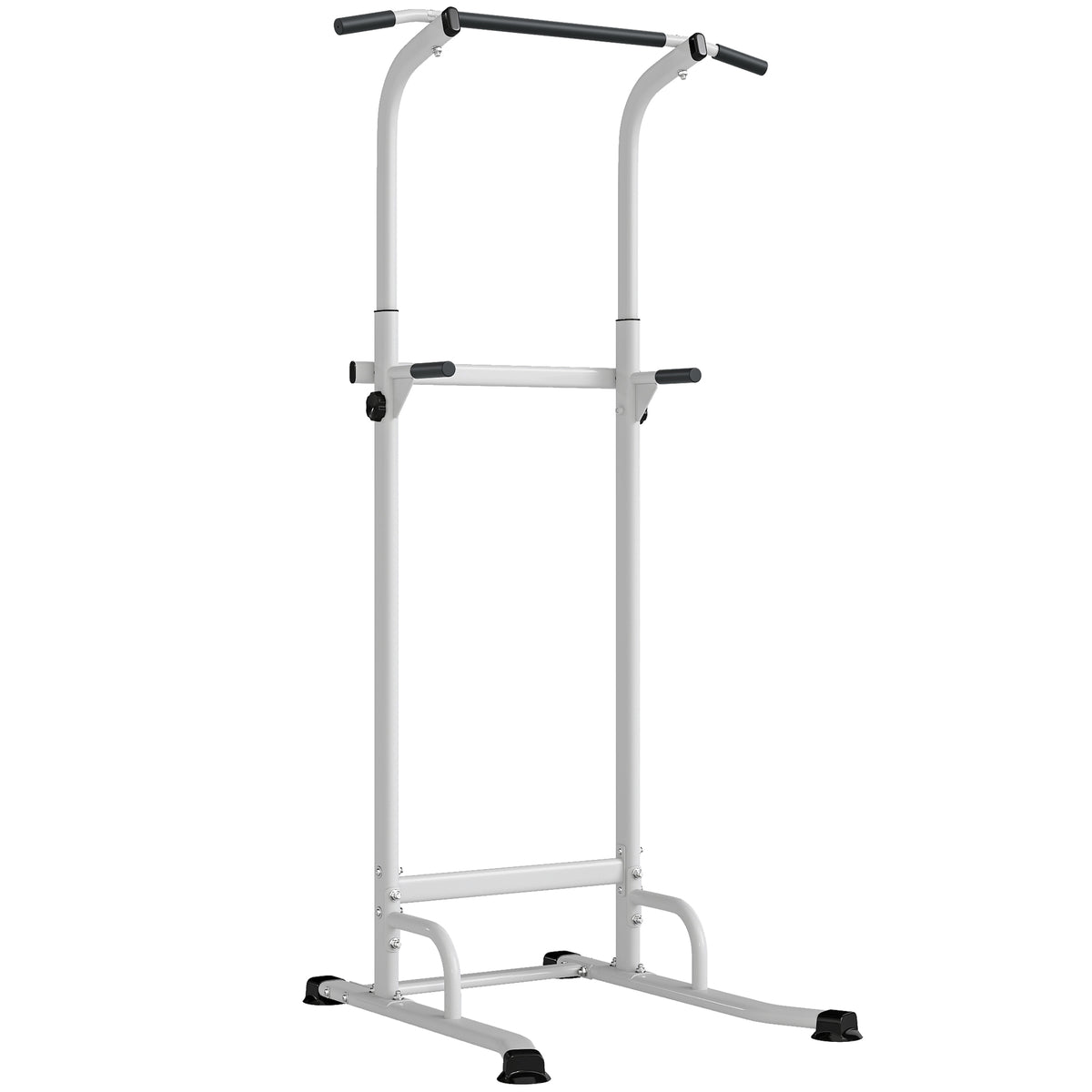 Stazione Fitness con Barre per Dip e Trazioni, Altezza Regolabile 176.5-227 cm e Capacità 120 kg, Bianco