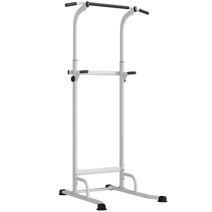 Stazione Fitness con Barre per Dip e Trazioni, Altezza Regolabile 176.5-227 cm e Capacità 120 kg, Bianco
