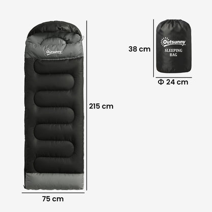 Sacco a Pelo Singolo per Adulti, Leggero e Compatto, 75x215 cm, Nero