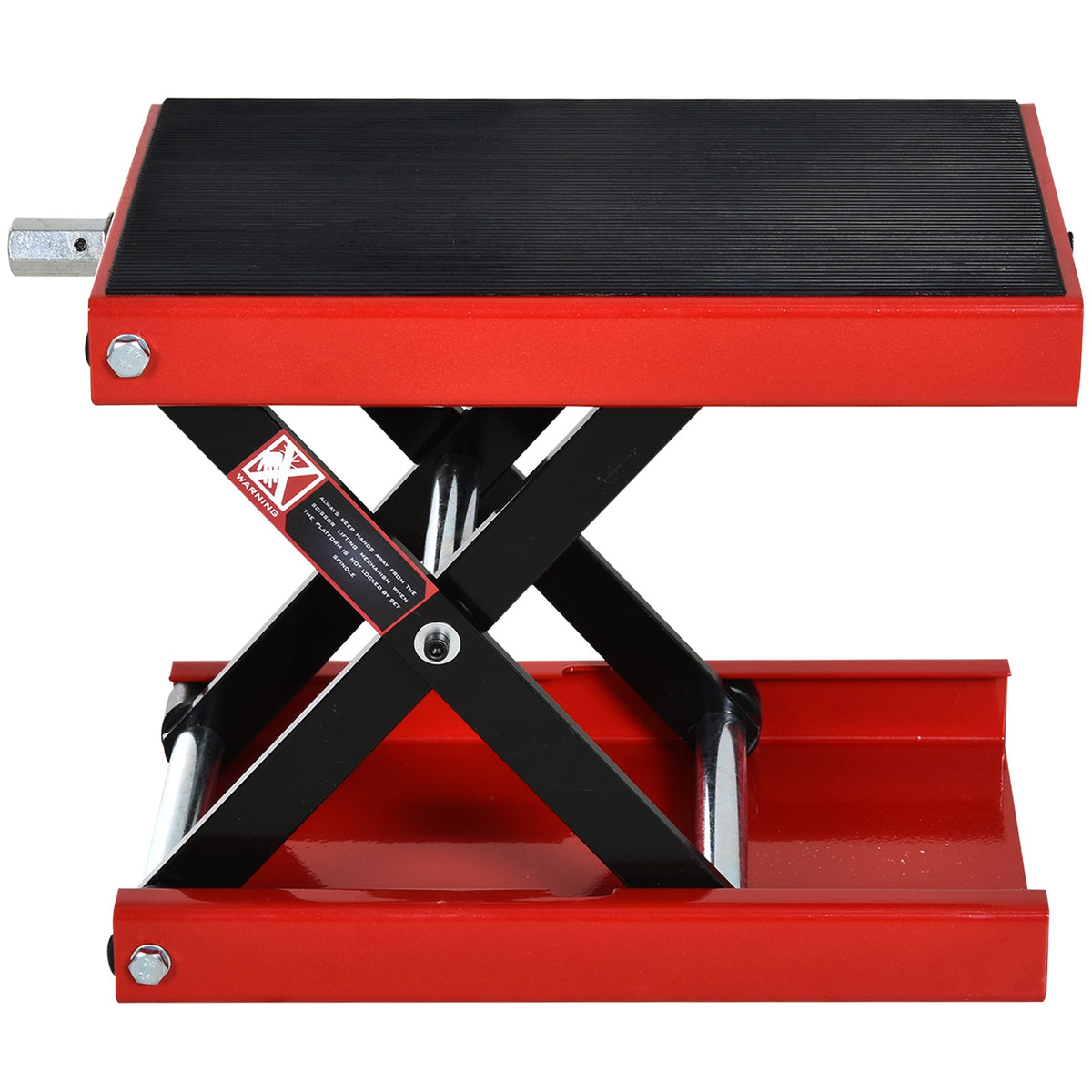 Cavalletto Alzamoto, Sollevatore per Moto in Acciaio Rosso e Nero, Pieghevole e Antiscivolo 41.5 x 23.5 x 10-37cm