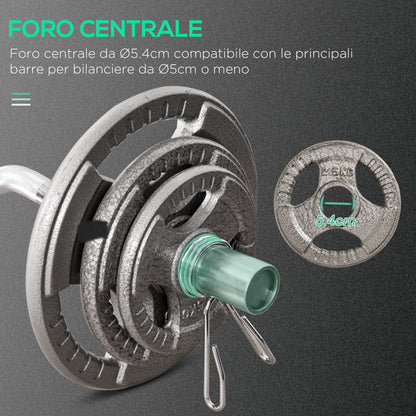 Set di 6 Dischi Pesi per Bilanciere e Manubri 2.5-35KG, Dischi palestra in Acciaio con Foro 50 cm, Ideali per Bilancieri Olimpionici, Argento