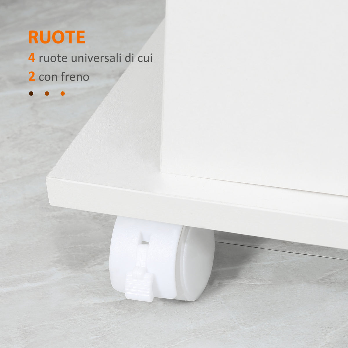 Carrello da Cucina Portavivande in Legno con 2 Ripiani e Ruote, 60x38x77cm, Bianco