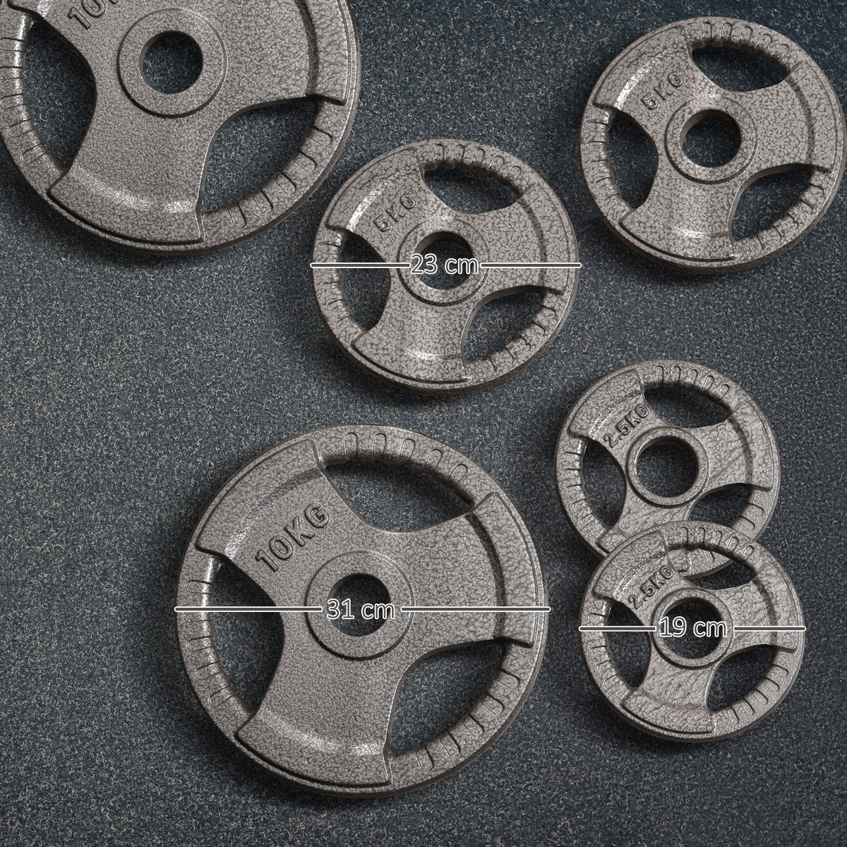 Set di 6 Dischi Pesi per Bilanciere e Manubri 2.5-35KG, Dischi palestra in Acciaio con Foro 50 cm, Ideali per Bilancieri Olimpionici, Argento