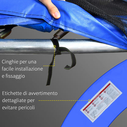 Copertura Imbottita Bordo Trampolino, Protezione per Tappeto Elastico Giaridno in Plastica, 244cm, Nessun Foro per Palo, Blu