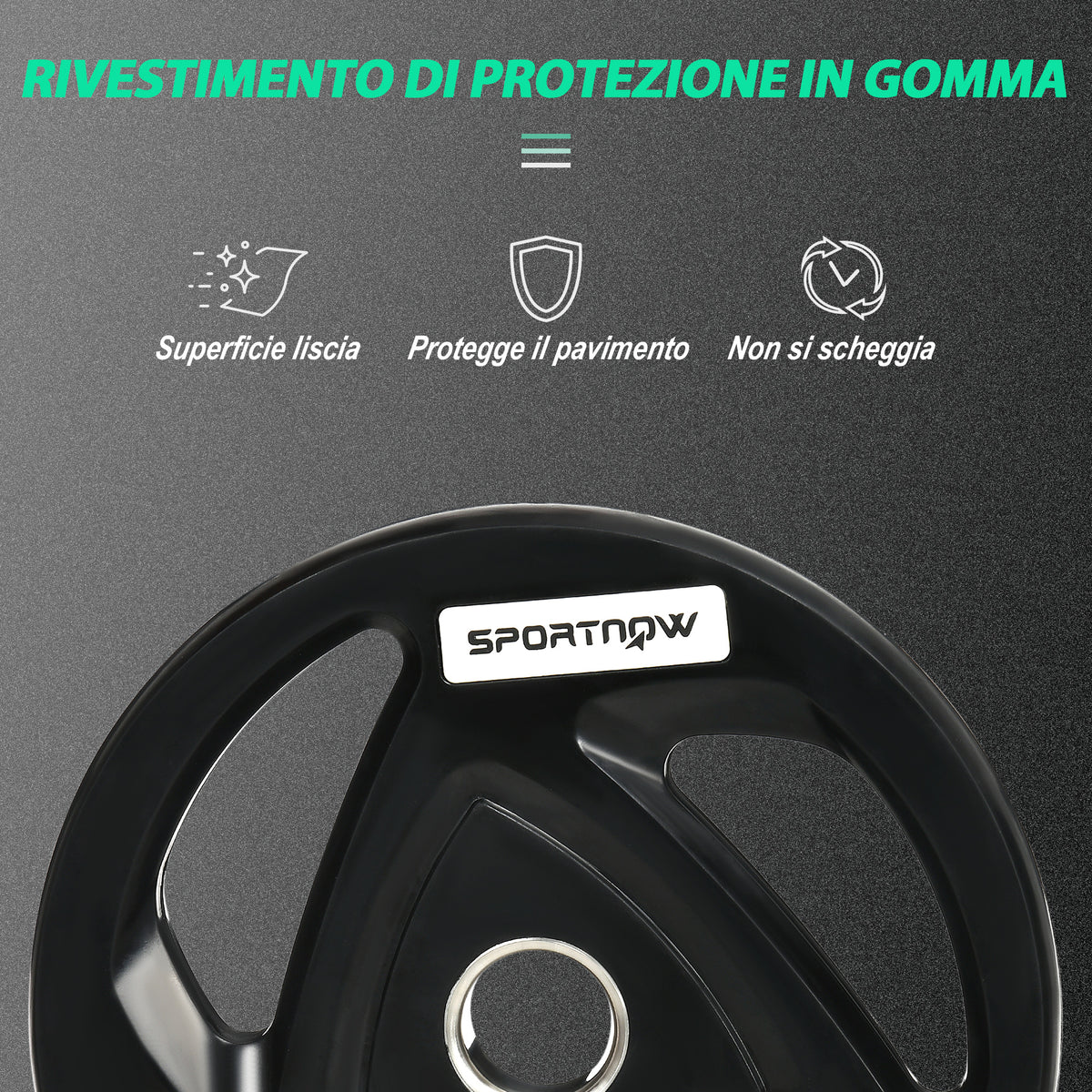 Set di 2 Dischi Pesi da 20kg in Acciaio con Rivestimento in Gomma per Bilanciere
