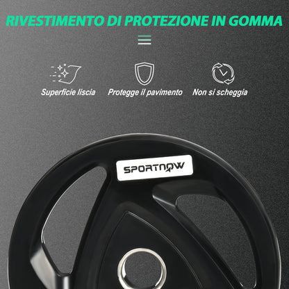 Set di 2 Dischi Pesi da 20kg in Acciaio con Rivestimento in Gomma per Bilanciere
