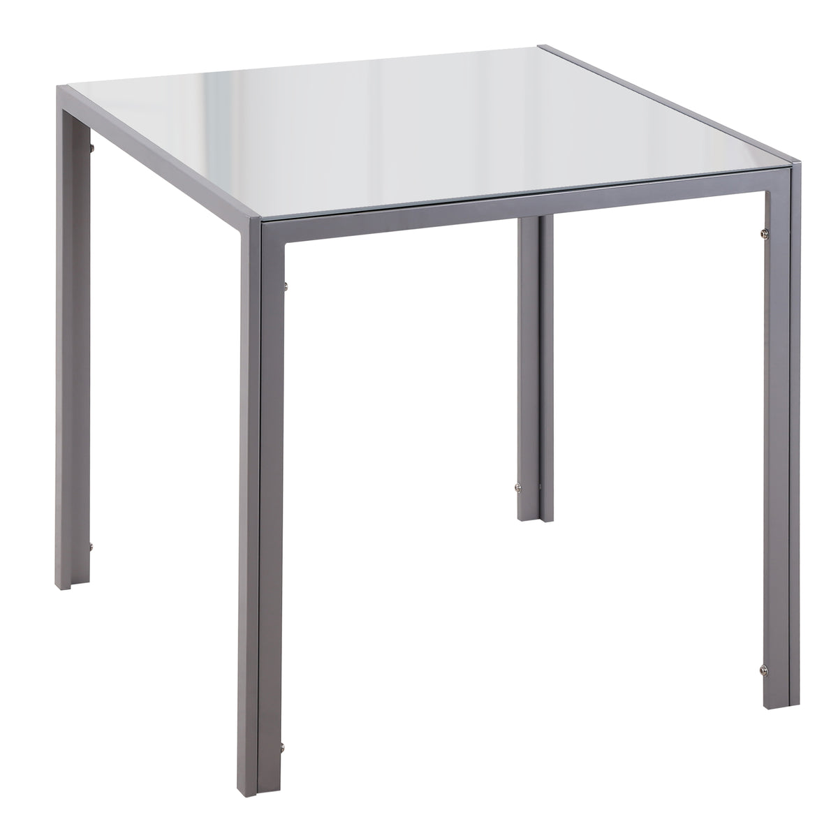 Tavolo Quadrato da 4 Persone per Cucina e Soggiorno, Tavolo Moderno in Metallo e Vetro Temperato, 75x75x75 cm, Grigio