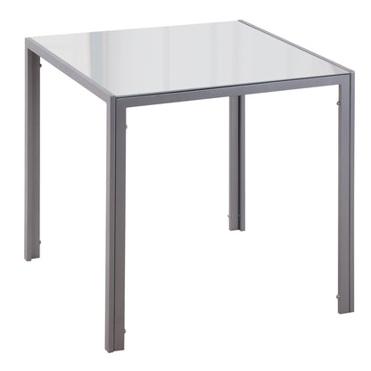Tavolo Quadrato da 4 Persone per Cucina e Soggiorno, Tavolo Moderno in Metallo e Vetro Temperato, 75x75x75 cm, Grigio