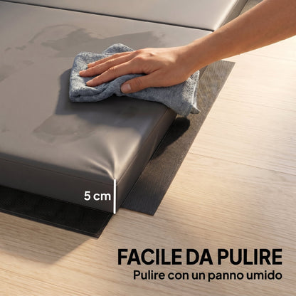 Tappetino da Ginnastica Pieghevole, Materassino Fitness Spesso 5 cm e Antiscivolo, 180x80x5 cm, Grigio