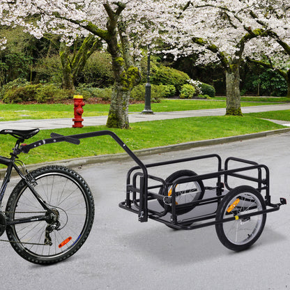Carrello per Bicicletta Rimorchio Cargo Bici Trasporto di Oggetti Pieghevole Portata 36kg 156x72x82cm