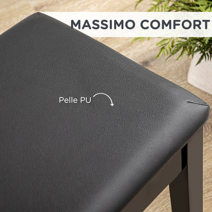 Sgabello per Pianoforte con Vano Contenitore in Legno e Finta Pelle PU, 75x35x49cm, Nero