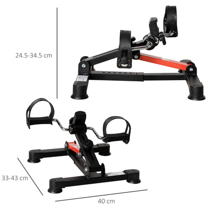 Mini Cyclette per Riabilitazione con Altezza e Resistenza Regolabile e Display LCD, in Acciaio e ABS, Nera e Rossa