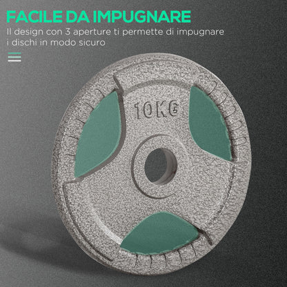 Set di 6 Dischi Pesi per Bilanciere e Manubri 2.5-35KG, Dischi palestra in Acciaio con Foro 50 cm, Ideali per Bilancieri Olimpionici, Argento