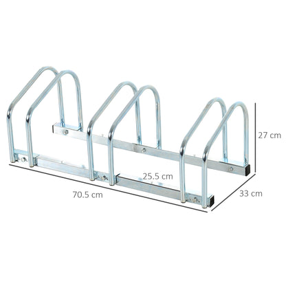 Rastrelliera Portabiciclette Parcheggio per 3 Biciclette Tubi d&