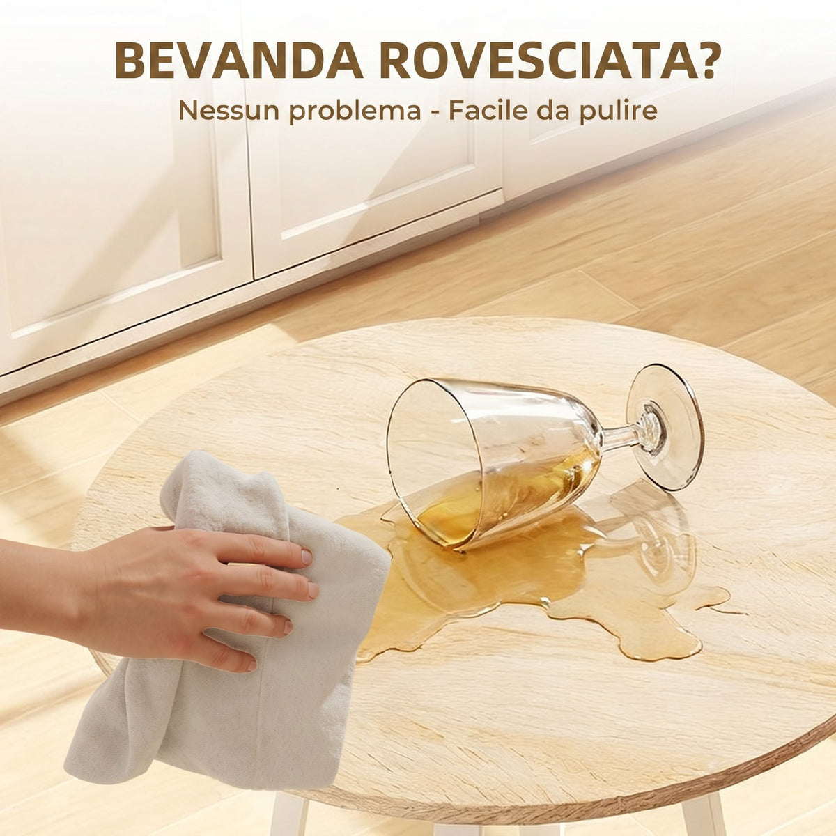 Tavolo Alto Rotondo con Mensola, Tavolo Moderno per Cucina o Sala da Pranzo, per 2 Persone, Naturale e Bianco