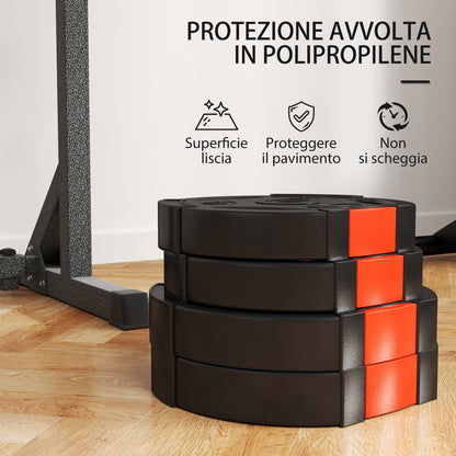 Kit Pesi con 2 Dischi da 10 kg e 2 Dischi da 5 kg in Polipropilene e Sabbia, 34x6 cm e 27x4.5 cm, Nero