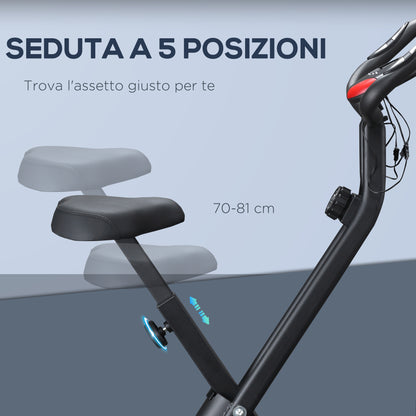 Cyclette Professionale con Resistenza e Altezza Regolabile, in Acciaio e PP, 41x86x112 cm, Nera