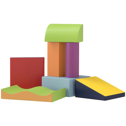 Set di 7 Costruzioni Morbide per Bambini da 1-3 Anni in Schiuma e Pelle PU, per Casa e Asilo, Multicolore