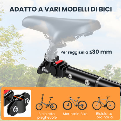 Carrello per Bicicletta Rimorchio Cargo Bici Trasporto di Oggetti Pieghevole Portata 36kg 156x72x82cm