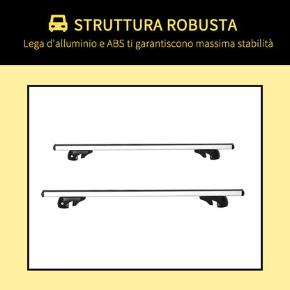 Barre Portatutto per Auto da 75 kg con Blocco e Chiavi di Sicurezza, in Alluminio e ABS, 135.3x5.7x7 cm, Argento