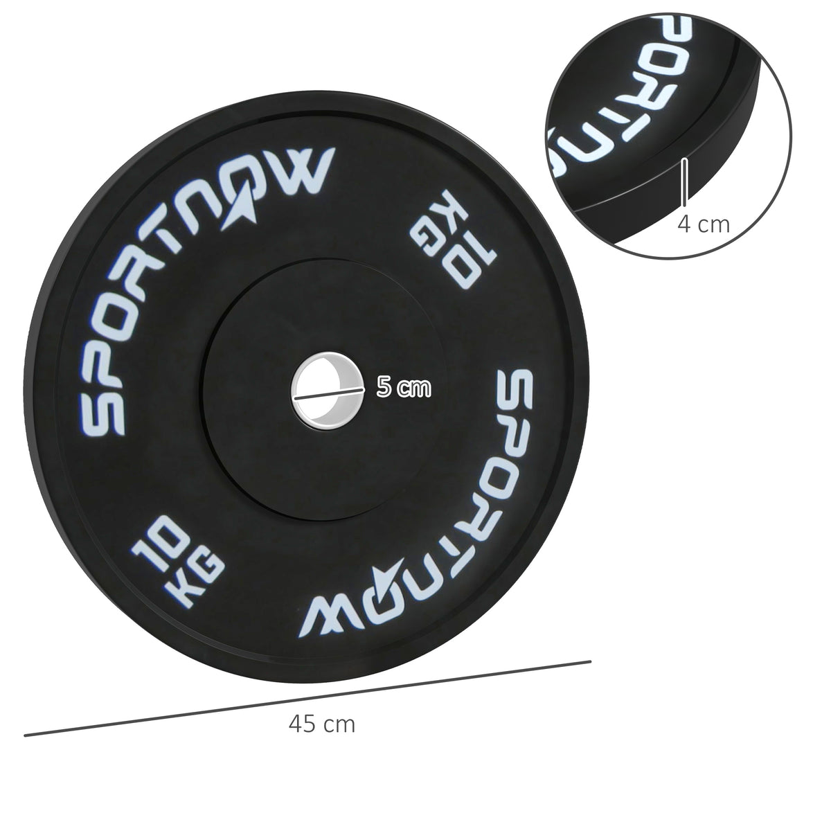 Set di 2 Dischi Palestra da 10kg per Bilanciere e Manubri con Attacco 5cm, Nero