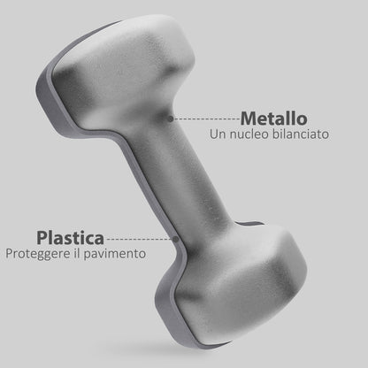 Set 2 Manubri Esagonali da 2x10 kg in Metallo e Plastica con Impugnatura Antiscivolo, 26x12x12 cm, Grigio